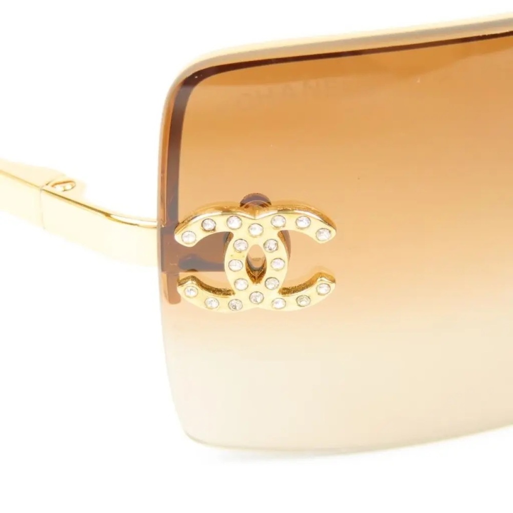 Chanel Gold Rimless Rhinestone Sunglasses - Picture 7 of 7